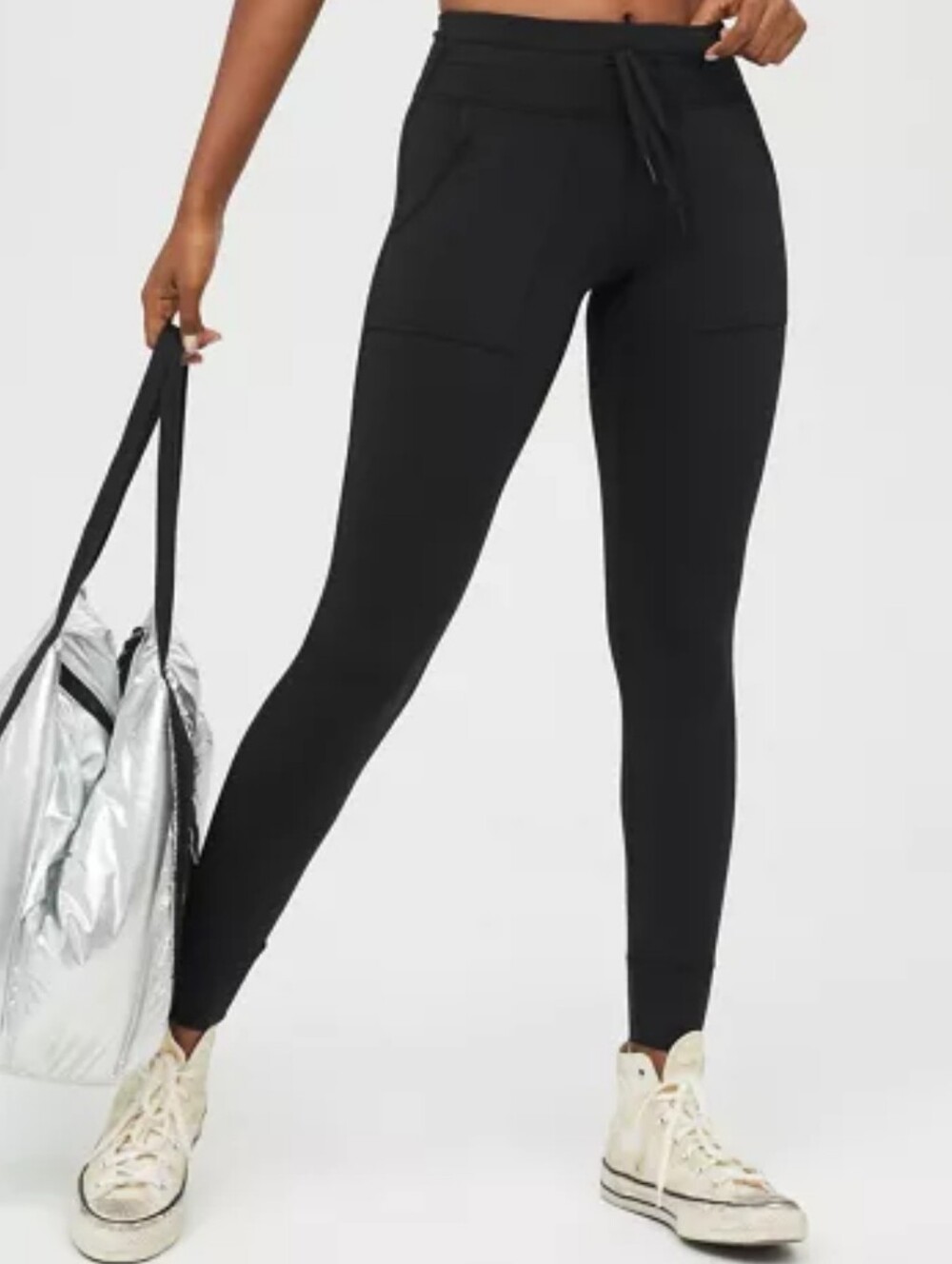 aerie - Warmup Black Fleece Lined Leggings - M